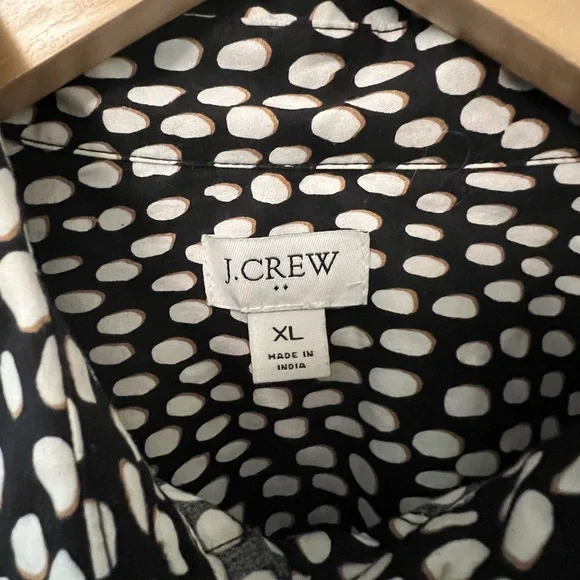 J Crew Black and White Polka Dot Cotton Button-Up Shirt XL - Picture 4 of 8